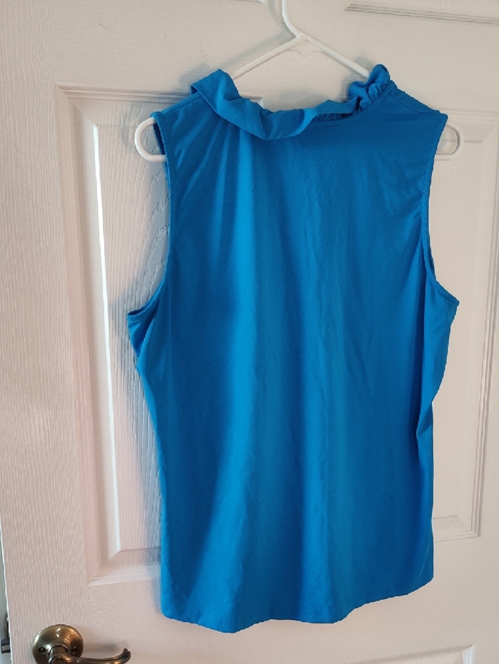 Sleeveless Ruffle Tie Neck Top - Blue - Picture 4 of 5
